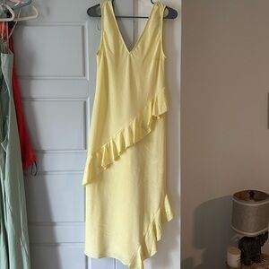 Elegant Yellow Ruffle Dress